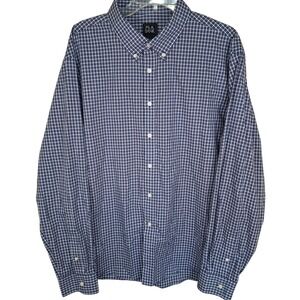 Jos. A. Bank Traveler Travel Tech Button‎ Down Shirt Men 2XL Navy Plaid Tailored